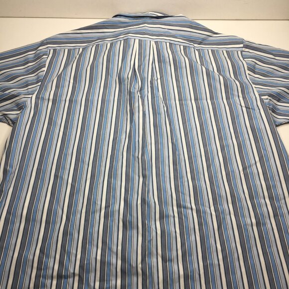 Mens Roundtree & Yorke Classics Blue Gray Striped Button Down Shirt Size XL - Picture 6 of 9